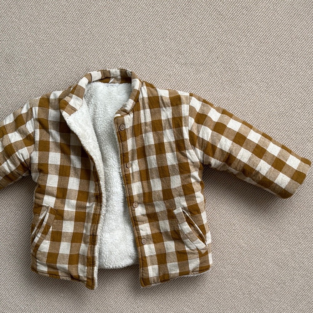 Brown and White Checkered Jacket